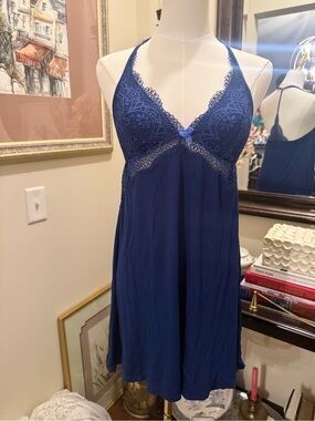 Victoria's Secret Navy Lace Halter Chemise